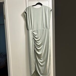 Elle Zeitoune Elegant Sage Green Ruched Dress. NWOT